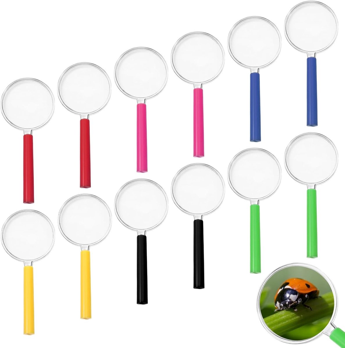 Handvergrootglas 3x - 12 kleuren - Plastic mini vergrootglas - Ideaal voor wetenschap en buitenspel - SnelShoppen
