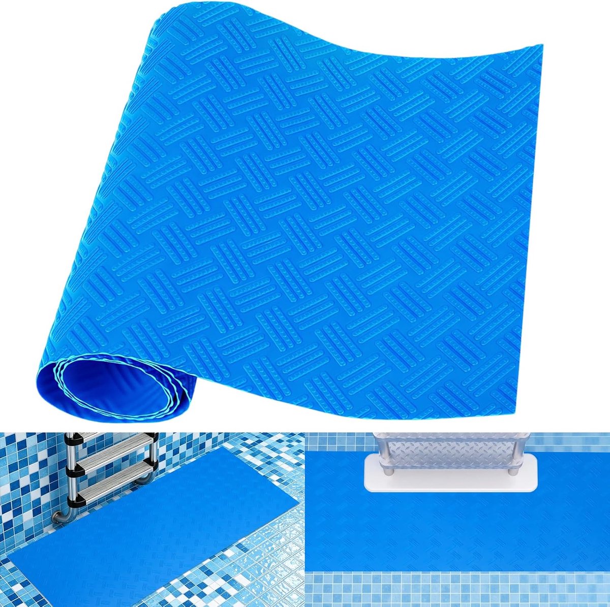 Poolladdermat 23 x 90 cm - Blauw - Antislip - Veilig klimmen voor zwembaden - SnelShoppen