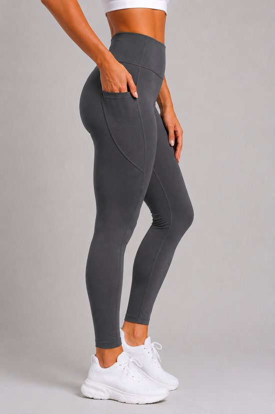 SparkNine Pacepocket dames sportlegging - met handige zakken - XXL - grijs - hoge taille - elastisch - squatproof - niet doorschijnend van Merkloos — afbeelding 2