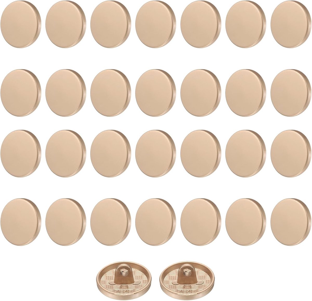 Knopen, 15 mm, metaal, platte buttons om aan te naaien, ronde knutselknopen voor kleding, broeken, mantels, jassen, blazer, overhemd, pakken, decoreren en doe-het-zelf handwerk, mat