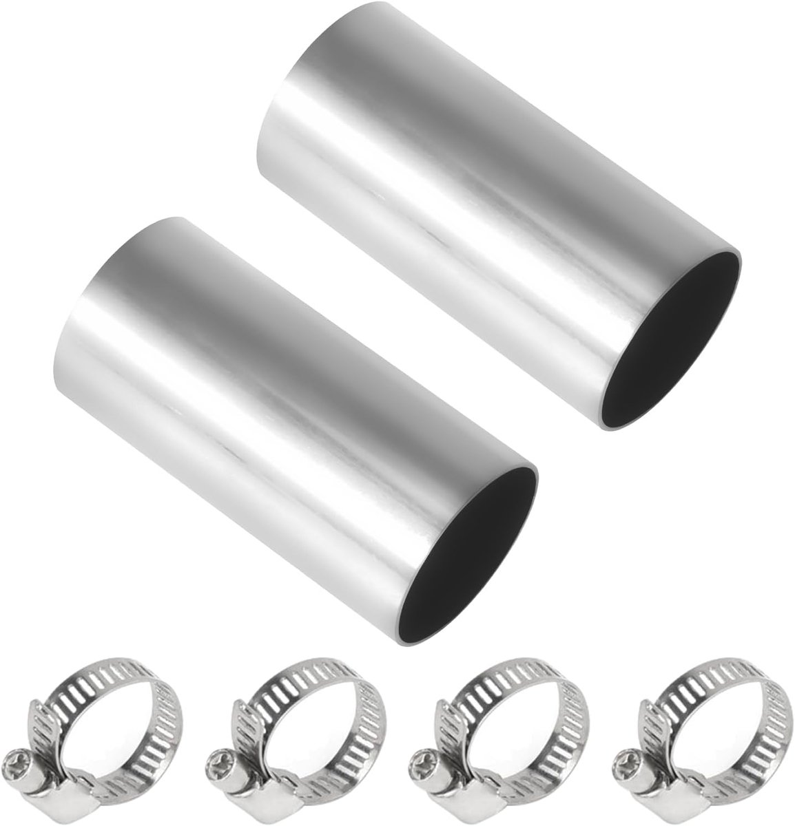 2 stuks Afvoerpijp Standkachel Verbinder, Ø 24mm roestvrij staal Afvoerpijp Standkachel stomp met 4 klemmen, 50mm lengte, verlengingsbuis buisverbinder, uitlaatpijp buisverbinder voor auto