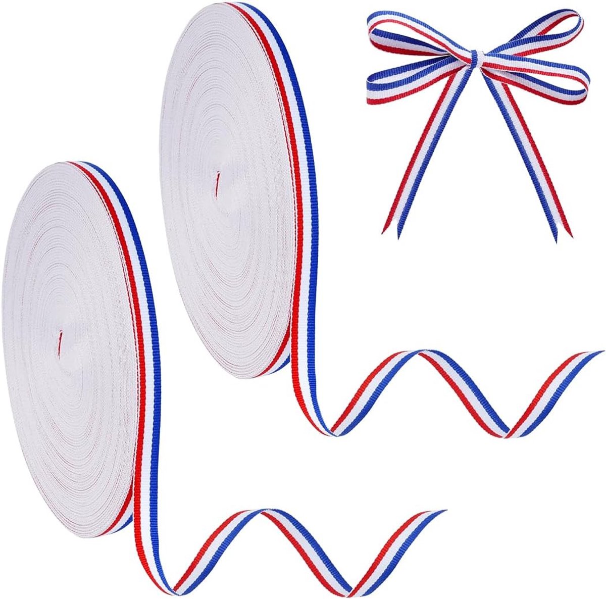 lint, 100 m x 10 mm, veelkleurig cadeaulint, polyester, geweven driekleurig lint, voor kunsthandwerk, decoratie, doe-het-zelf, geschenkverpakkingen, bruiloft, feest
