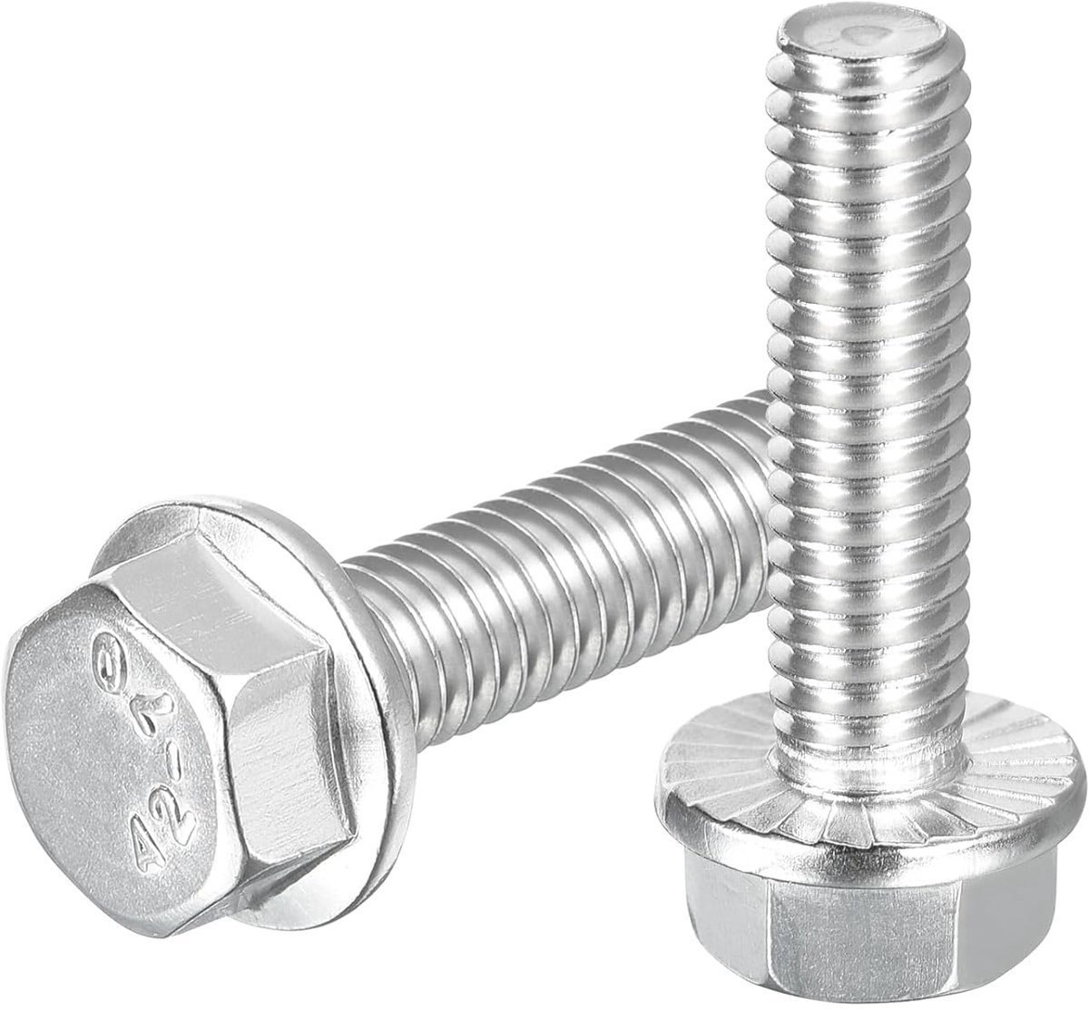 10 stuks zeskantflensschroeven 5/16 18 x 1 1/4 inch zeskantschroeven met flenskop, 304 roestvrij stalen flensschroeven 5,8 klasse voor machine-industrie huishoudelijke apparaten, zilver