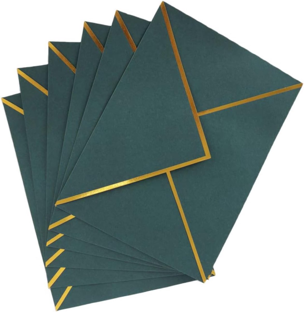 50 stuks groene luxe 13,5 x 18,5 cm V-klep enveloppen met gouden folie rand voor bruiloften, feesten en uitnodigingen