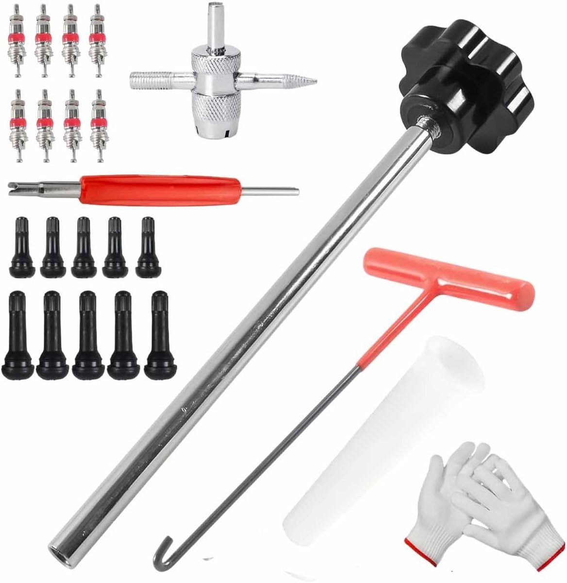 Ventielgereedschapsset, bandenventielverwijderaar, gereedschap, ventielverwijderaar en reparatieset, voor ventielkernreparatie en bandenventielverwijdering, voor auto