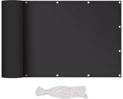 interGo Balkonscherm, inkijkbescherming, 90 x 500 cm, ondoorzichtig en weerbestendig, balkonafdekking en windscherm, met oogjes en koord, antraciet