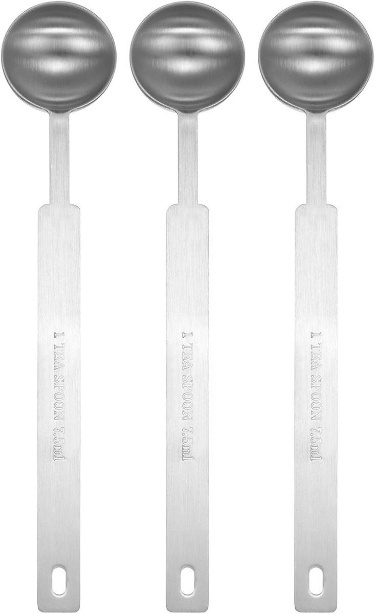 3 stuks enkele maatlepels 1,5 tsp (1/2 tbsp 7,5 ml) theelepel eetlepel 430 roestvrij staal enkele kleine vierkante kom maatlepel met lange steel