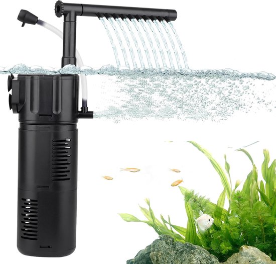 hygger Aquariumfilter, aquariumsponsfilter, instelbaar aquarium, binnenfilter, 800 l/u, 10 W, ultrastille aquarium-dompelfilter voor tank van 57-114 liter (15-30 gallon)