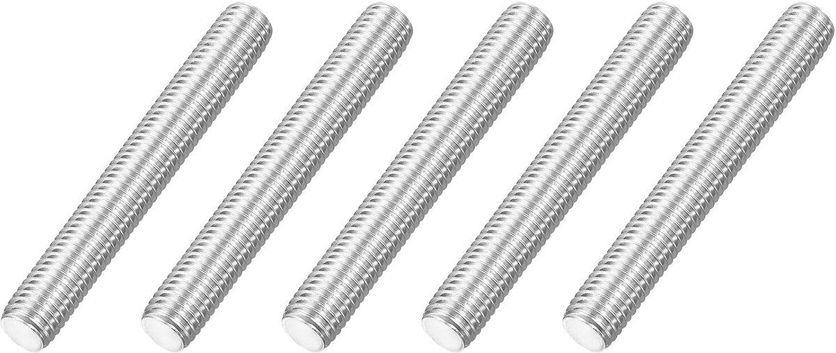 M12 x 85 mm stang met volledige schroefdraad, 5 stuks 316 roestvrij staal, lange schroefdraadschroef 1,75 mm schroefdraadhelling rechtse schroefdraad voor meubelmontage en bevestiging