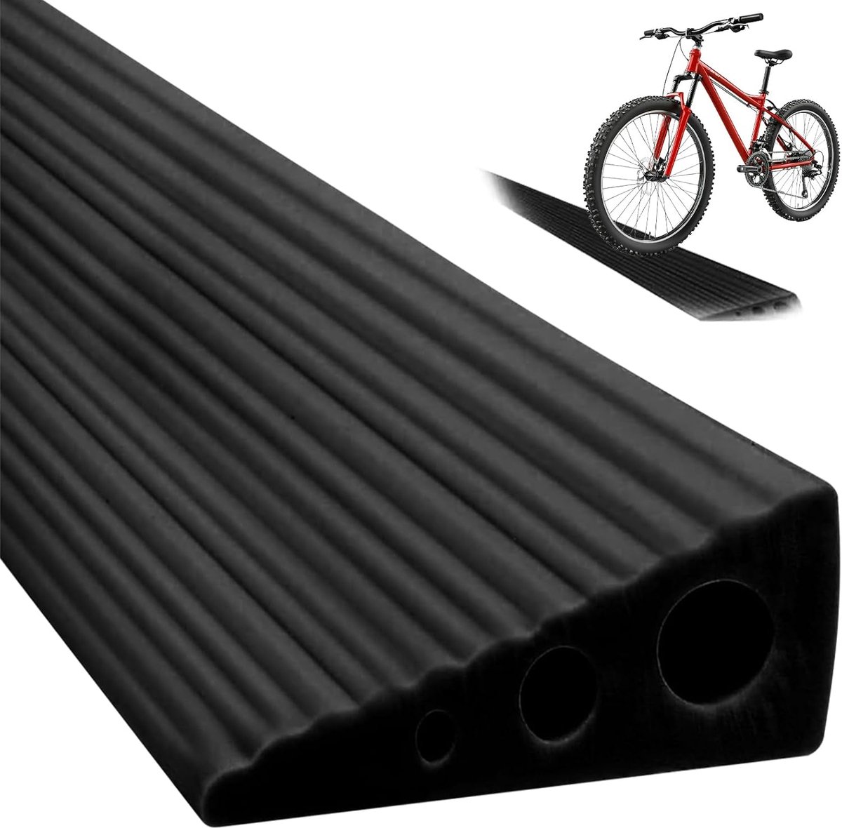Drempelhelling 3 cm 500 kg 100 x 7 cm zwart voor stoel en robotstofzuiger | TPE-plakstrip, op maat gesneden, stapelbaar, antislip, waterdicht, duurzaam, garagedeur, binnen en buiten