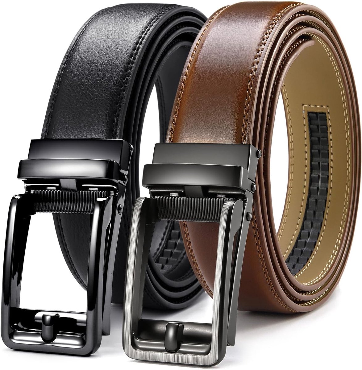 Herenriem 2 Stuks – Automatische Leren Riem 35 mm, Micro-Verstelbaar en Inkortbaar Ontwerp