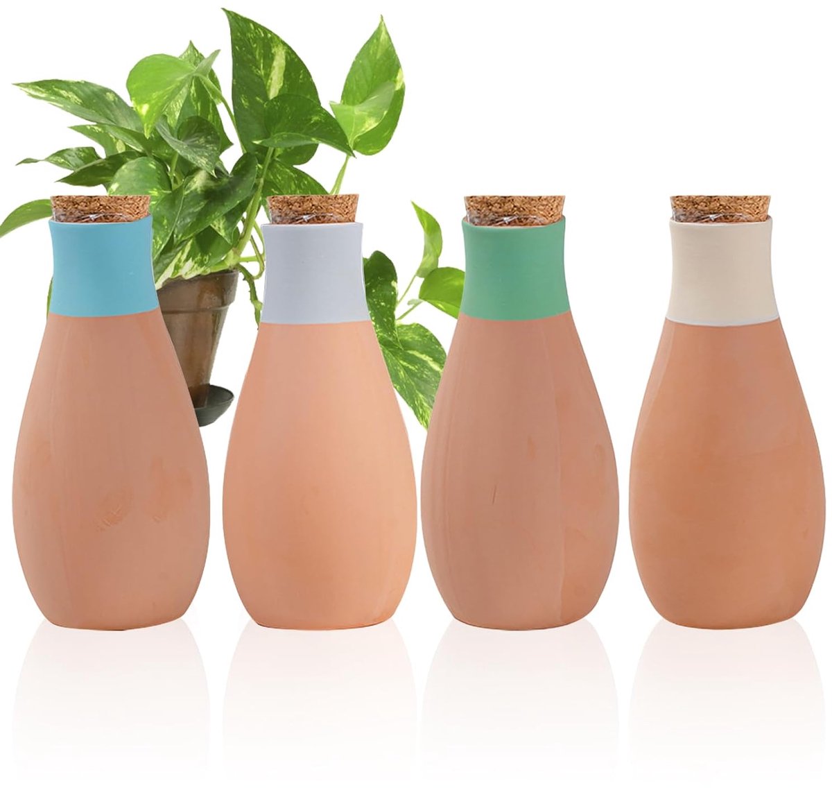 bewateringssysteem voor bloempotten, 4 stuks, druppelirrigatie, fles, zelfbewateringsset, plantenirrigatie, vakantie, voor tuin, terras, kas, bloemen, planten, binnen en buiten