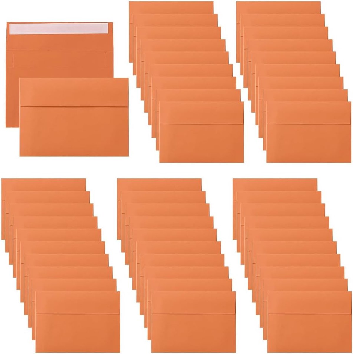 50 Stuks Zelfklevende Enveloppen, voor Bruiloften en Feestdagen | Papier, Om Zelf Te Versieren, Glad Oppervlak, 18,3 x 13,1 cm, Geschikt Voor Wenskaarten en Uitnodigingen (Orange Red)