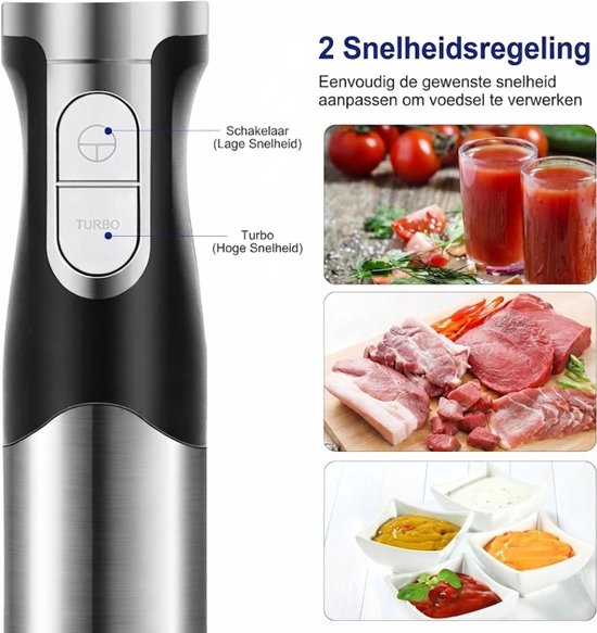 Lìon® Staafmixer Set - Met Hakmolen en Opbergrek - 6-in-1 Staafmixerset - Zilver/Zwart - 25cm x 23cm x 14cm van Lion — afbeelding 4
