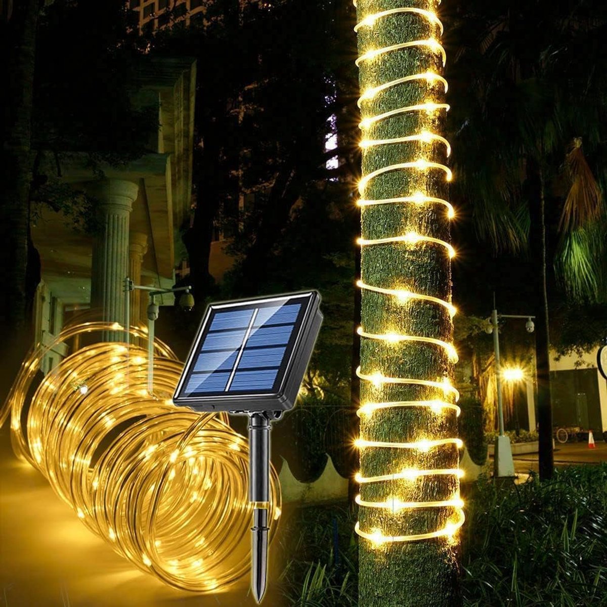 Lichtsnoer voor buiten, 10 m, 100 leds, waterdicht, 8 modi, warm wit, voor boomdecoratie, tuin, binnenplaats, huis, verlichting, feest en terras