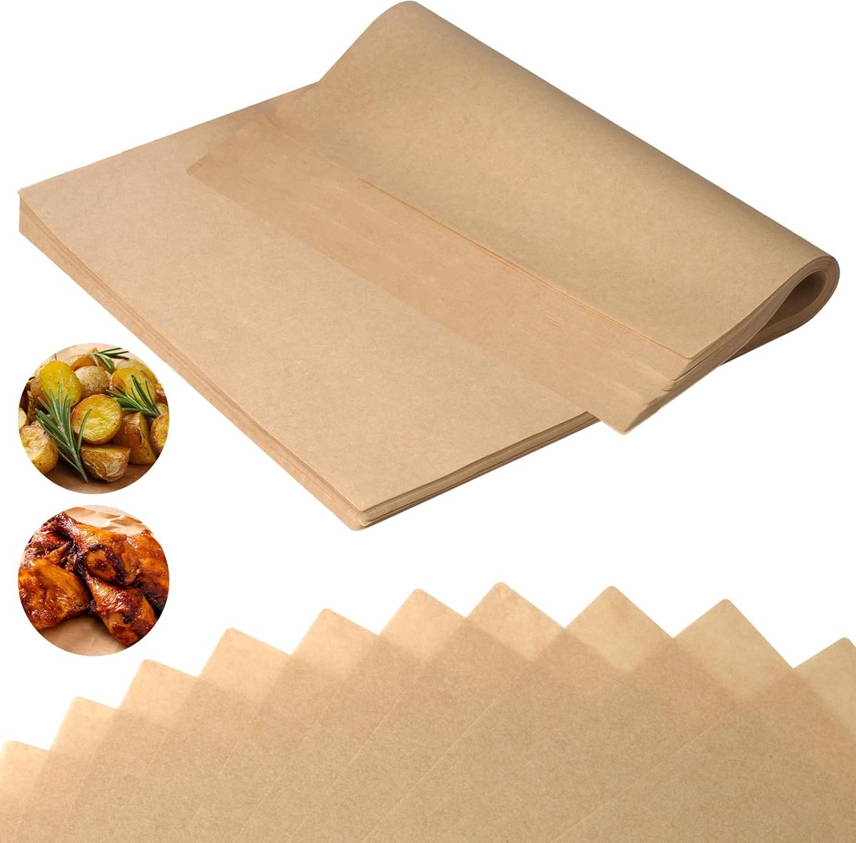 200 stuks bakpapiervellen, vetvrij papier, voorgesneden bakpapier met antiaanbaklaag voor oven, papieren luchtfriteuse, 30 x 40 cm