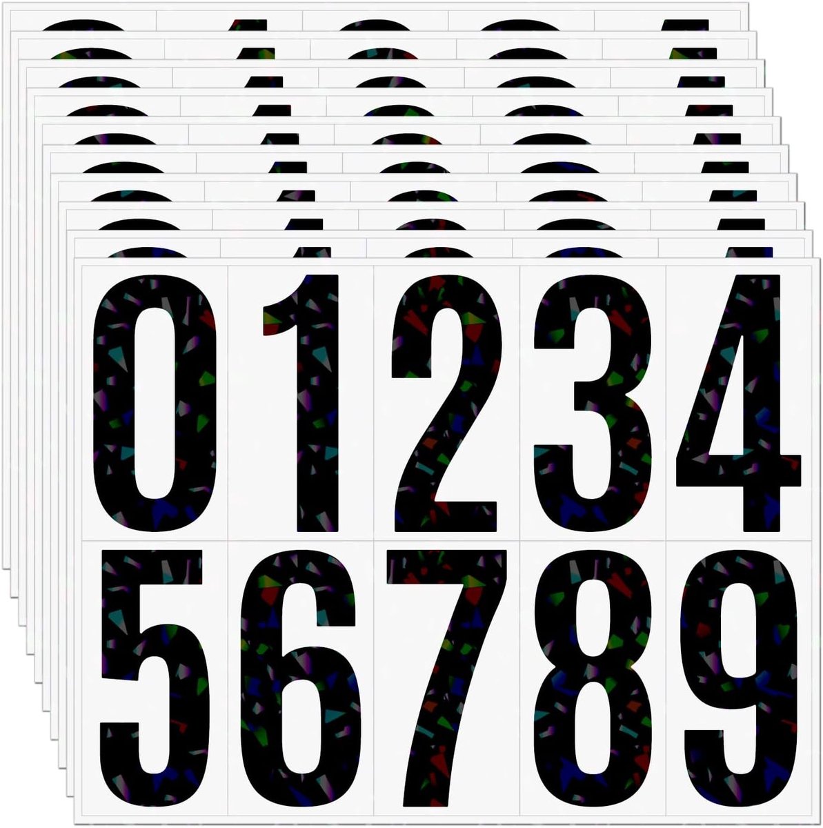 100 stuks, 10 cm - grote cijferstickers, 10 vellen kleefcijfers, weerbestendig, vinyl cijferstickers voor brievenbus, adresnummer, huisnummer (reflecterend)
