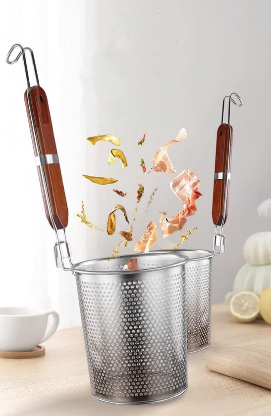 Noodle dividers - roestvrij staal - houten handvat - ideaal voor het afspoelen van pasta - m-winkel — afbeelding 4