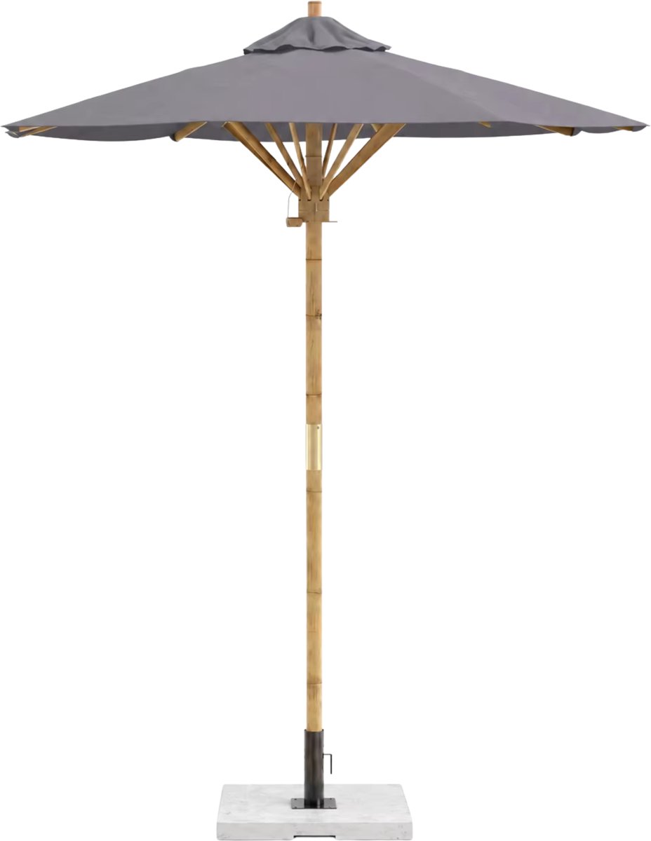 Tuinparasol 150x210 cm – Donkergrijs met Bamboe Frame - UV-bescherming, Zonwerend & Weerbestendig Design