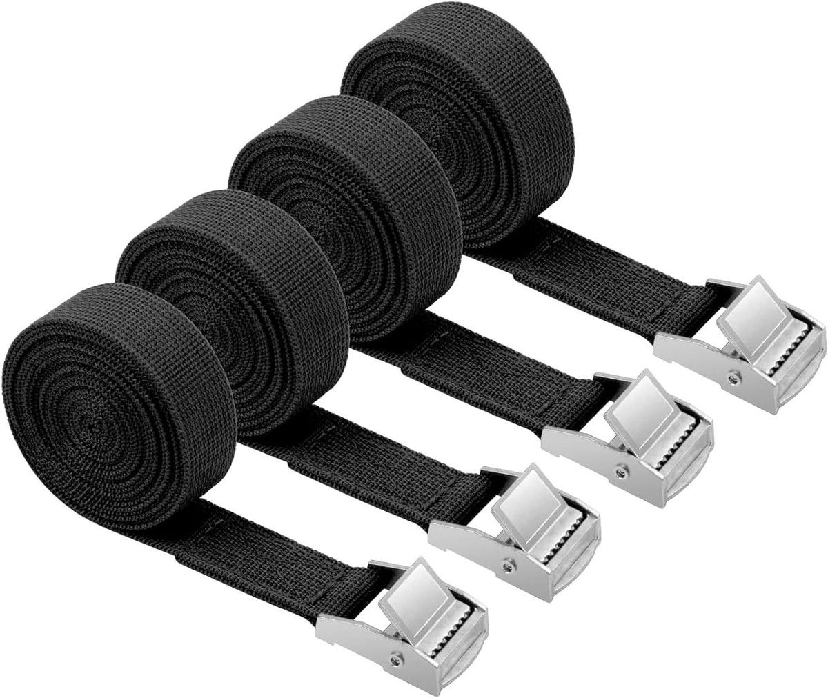 Lashing straps 2 cm x 2 m - zwarte spanband - stevige ratelriem - ideaal voor fietsen en bagage - SnelShoppen