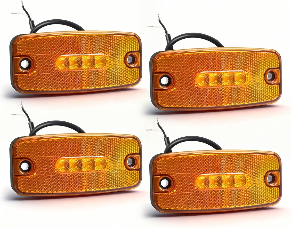 Led-zijmarkeringslampen, 12 V/24 V, ECE R91/R148 gecertificeerd, IP67 waterdicht, voor aanhangers, vrachtwagens, caravans, landbouwmachines, 4 stuks