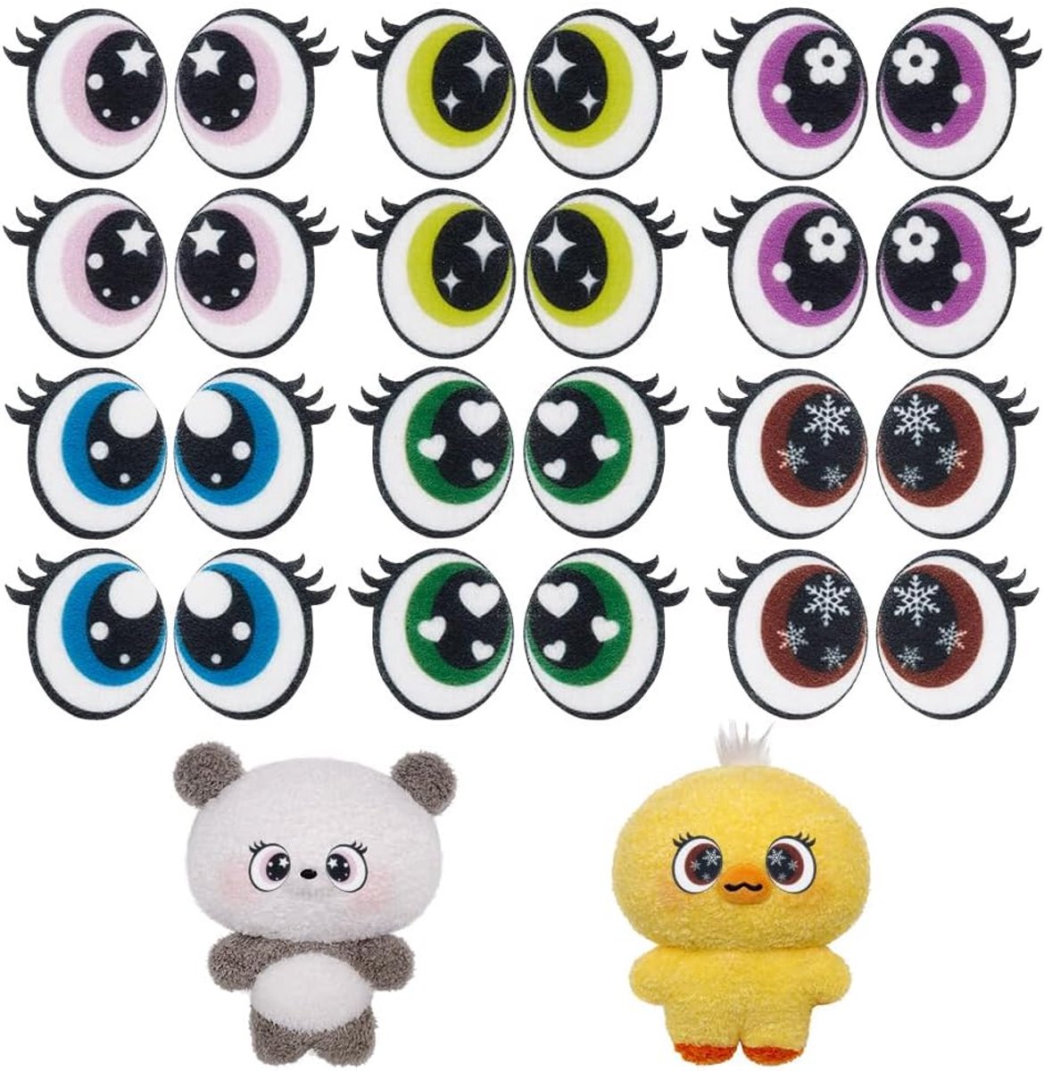 48 paar 6 kleuren filmagies om te knutselen, 2,9 cm knuffeldieren maken vilten toveringen met wimpers gehaakte ogen om zelf dieren te haken en handwerk