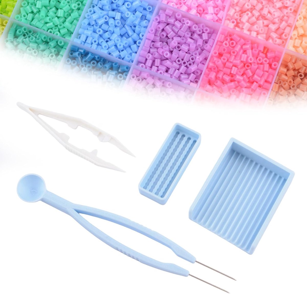 Zekering Kralen Kit met 2 Stks Pincet & Bead Sorteren Tray Perler Bead Gereedschap voor 2.6mm Kralen, Sieraden Maken Dienblad voor Ambachten Armbanden Kunstprojecten