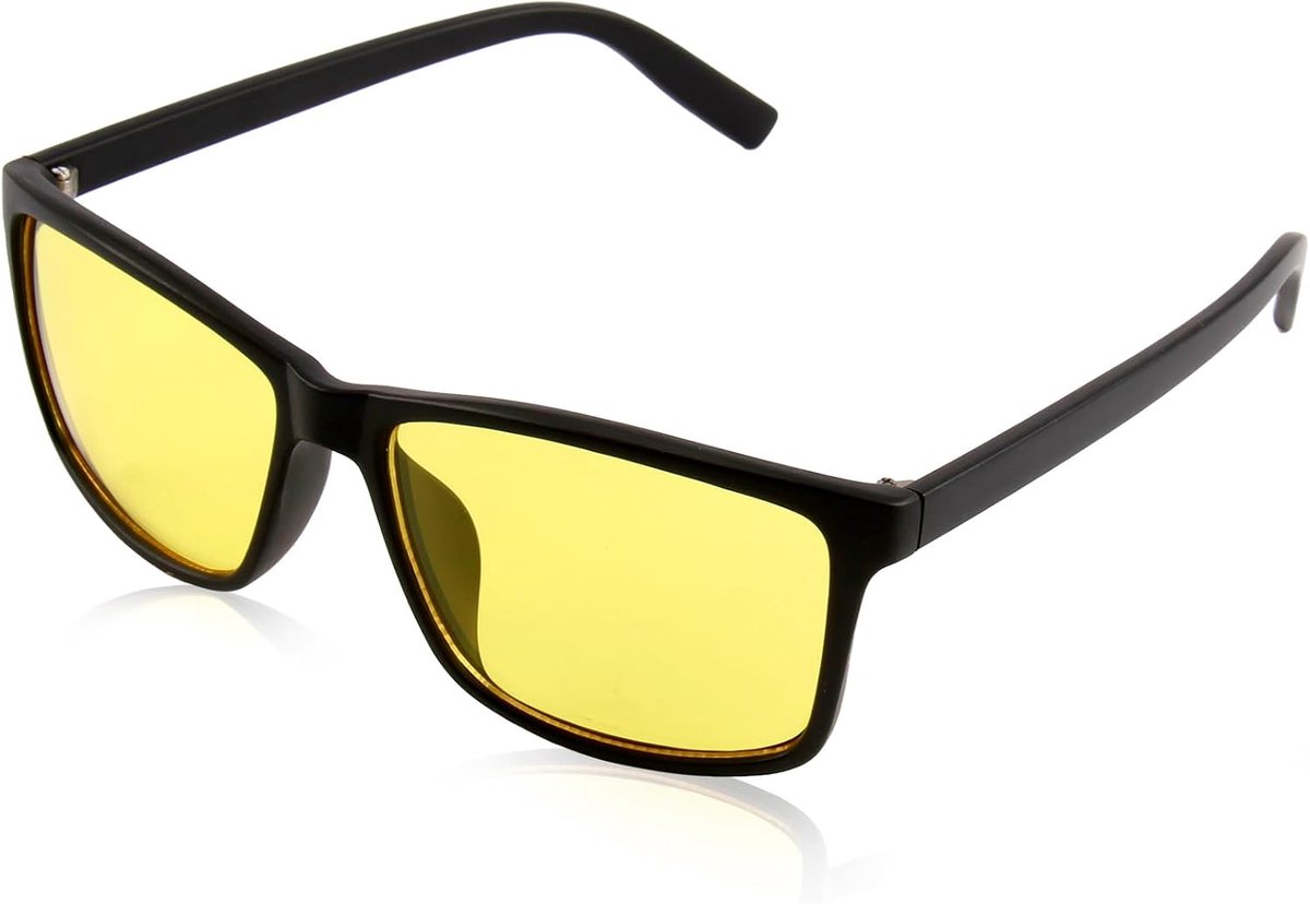 Nachtzichtbril voor mannen en vrouwen, klassiek vierkant frame, niet-verblindend en gepolariseerd, ideaal voor nachtritten, comfort en stijl