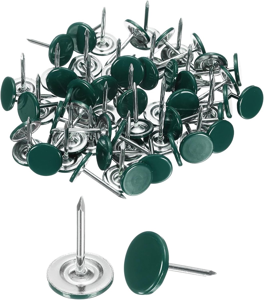60 stuks wandtapijt, 11 mm x 17 mm, platte koppen, decoratieve spijkers voor meubels, banken, hoofdeinden, groen