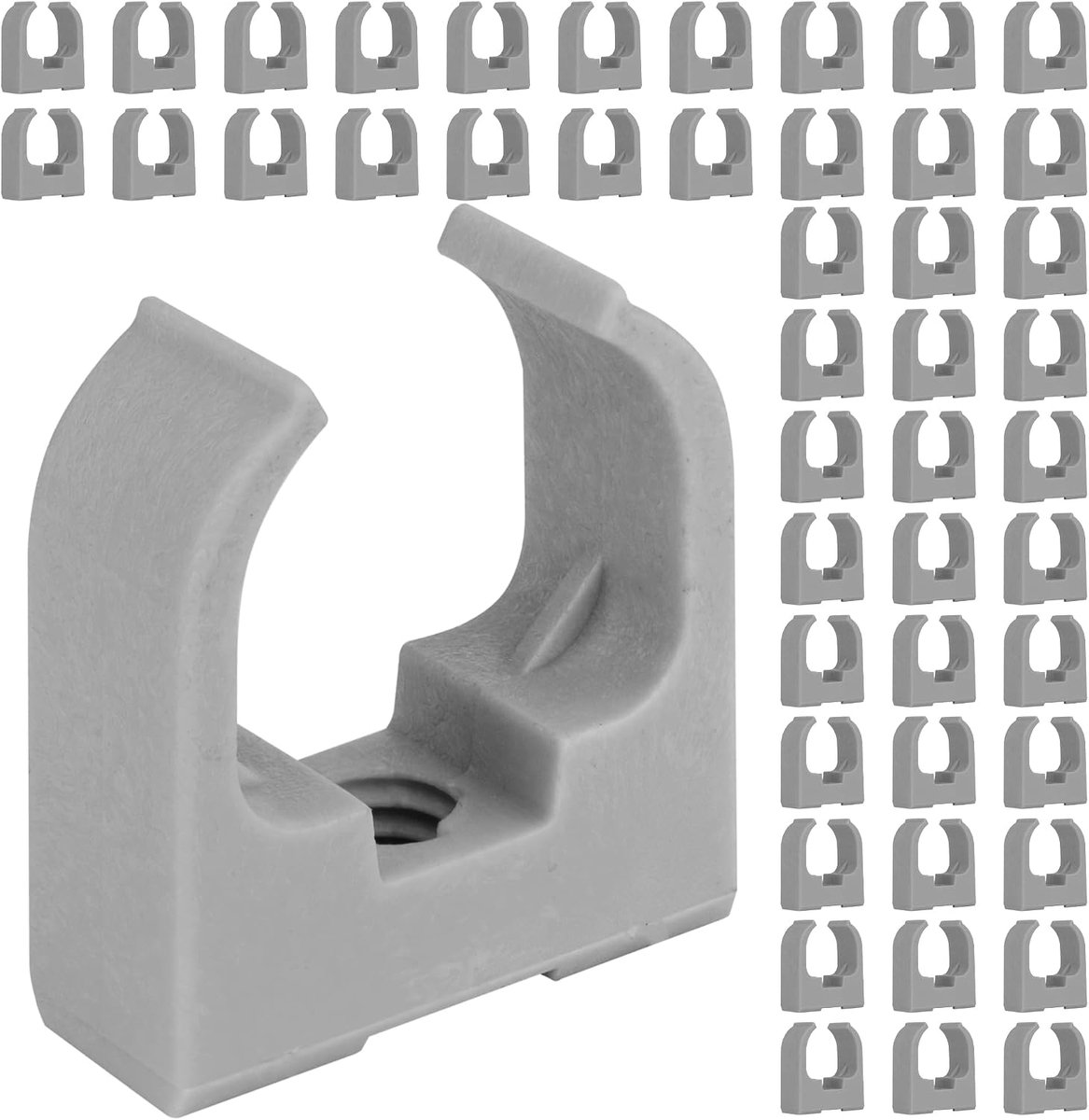 Zadelkabelklemmen voor 20 mm buis, zwart of grijs, schroefbevestiging, verpakking van 10 of 50 stuks (50, grijs)