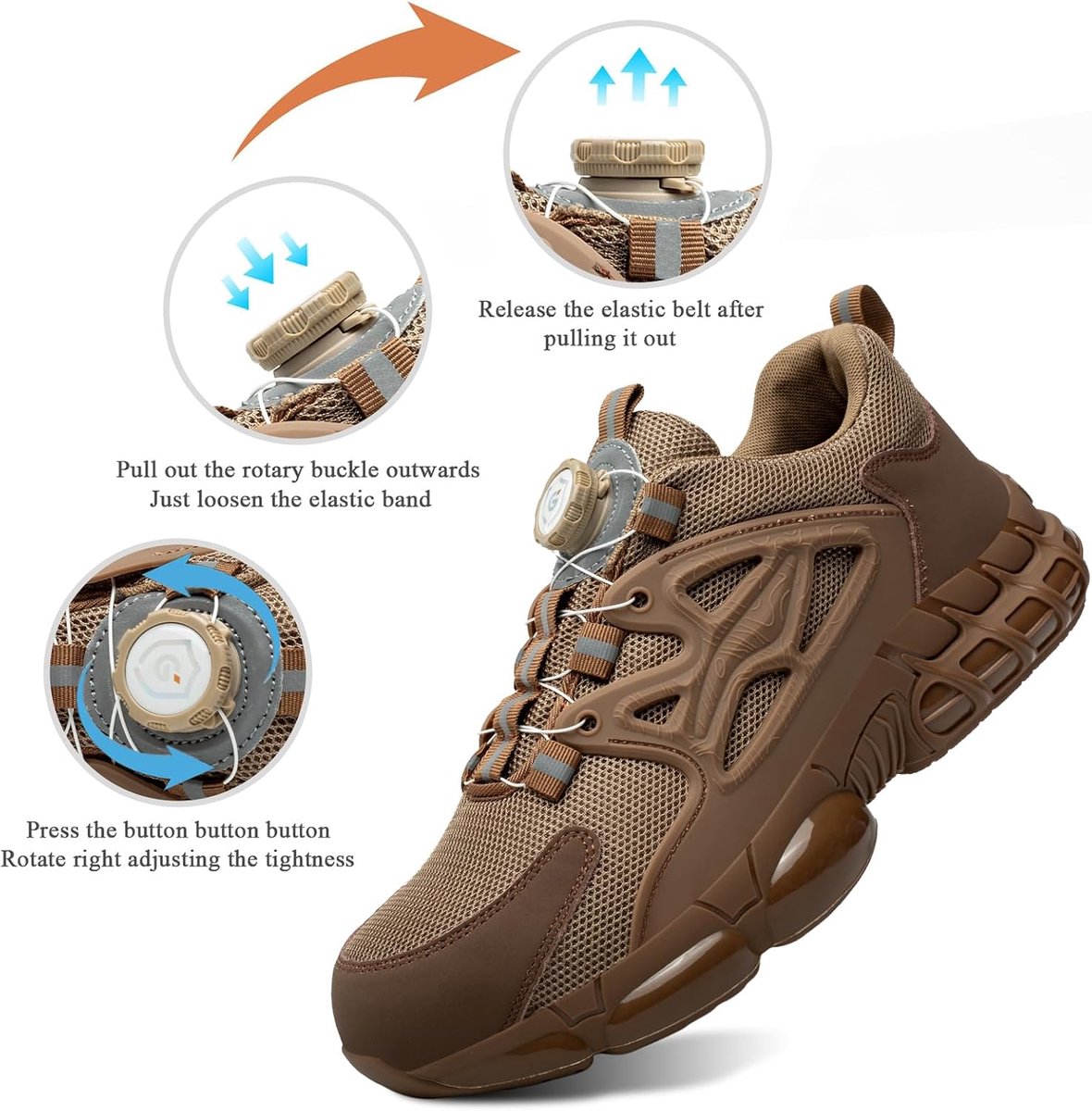 Werkschoenen voor dames en heren, veiligheidsschoenen met stalen neus, ademend, antislip, sportieve veiligheidsschoenen, maat 36-46 EU