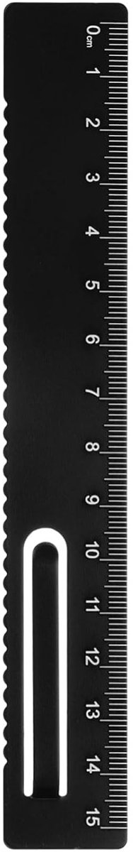 Rechte liniaal 15 cm metrische metalen liniaal aluminiumlegering meetbladwijzer clip liniaal schaal gereedschap voor meten studeren lezen klaslokaal kantoor zwart