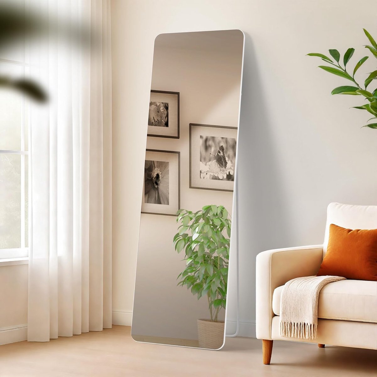 Gurnee Spiegel - Wandspiegel - make up - staand volledige lengte - passpiegel slaapkamer - in verschillende maten en kleuren -, Kleur:mat wit, Maat:160x50 cm