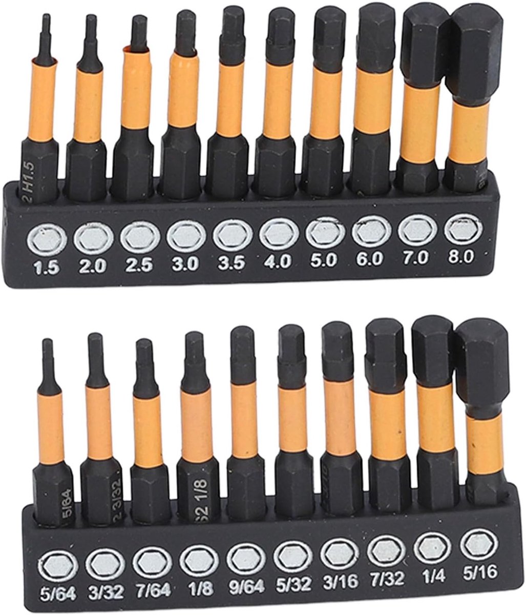 Hex Bit Set 20-delig met Magnetische Slit Point Boorbits, CNC-gefreesd, inclusief Opbergdoos voor Meubels, Garage en Auto