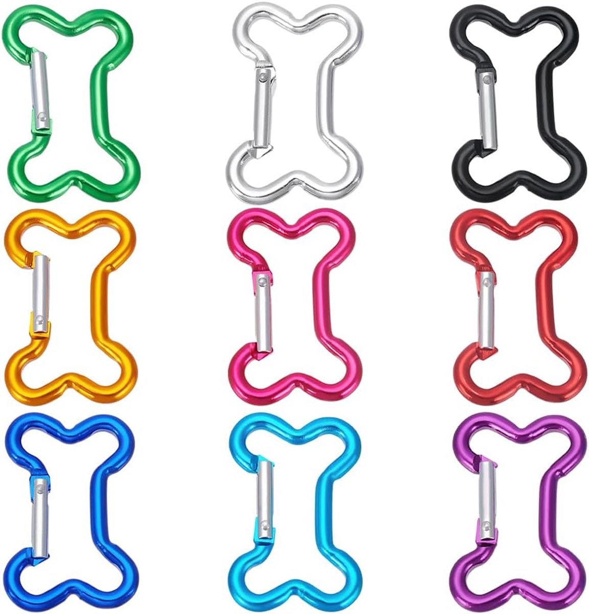 9 stuks schattige hondenbotten karabijnhaak 9 kleuren sleutelhanger clip bot gespen kleine karabijnhaken bot bedels metaal voor sleutels rugzakken outdoor activiteiten 49 mm lang
