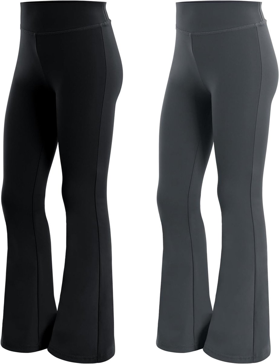Leggings voor meisjes, hoge taille, yoga, pilates, 5-12 jaar, zwart en grijs, 2 stuks
