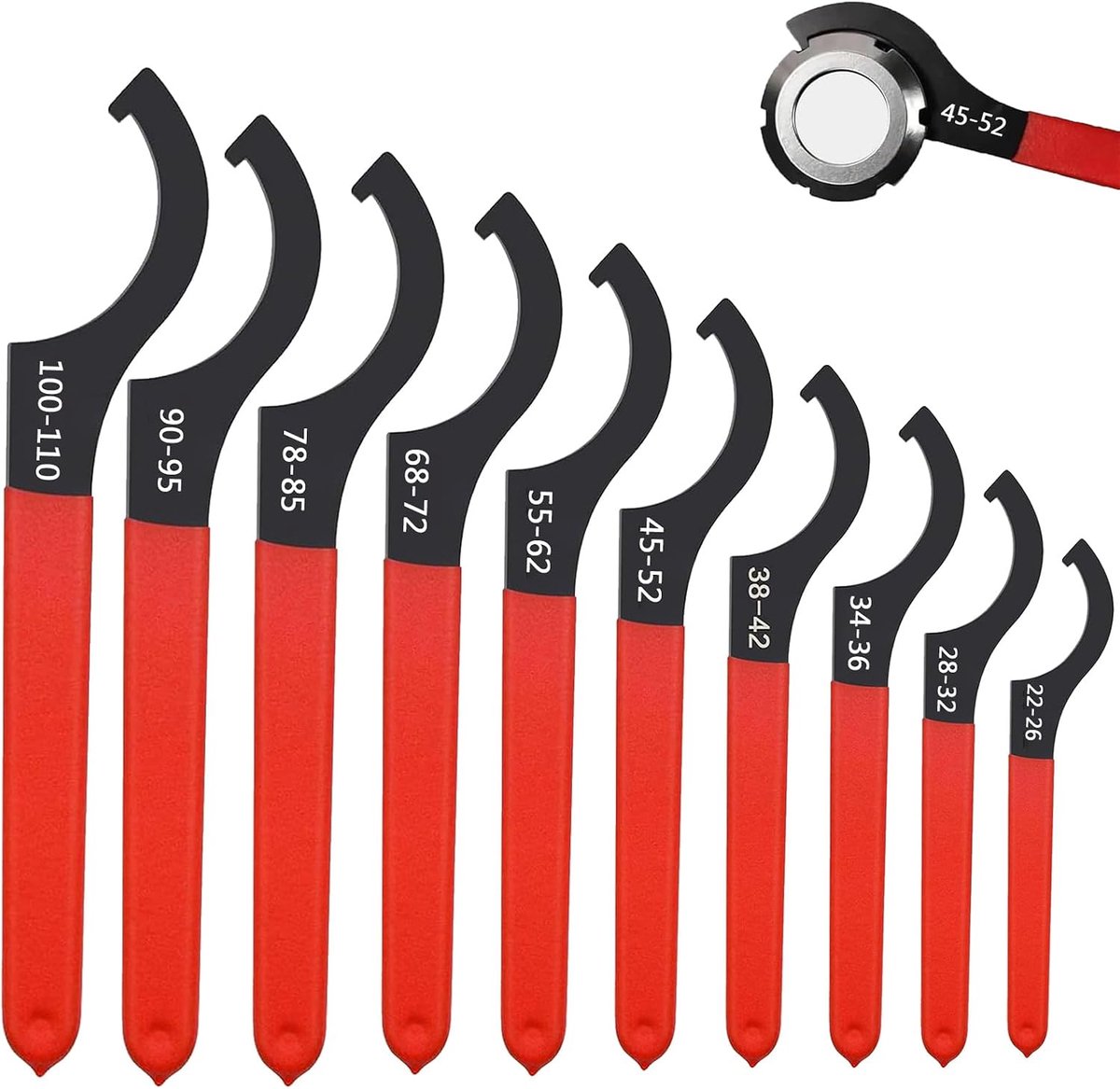 10 stuks haaksleutel, gereedschap, stootspanner, schroefsleutel, schroefdraaddempersysteem, moersleutel, reparatie, verwijderingsgereedschap, haaksleutel