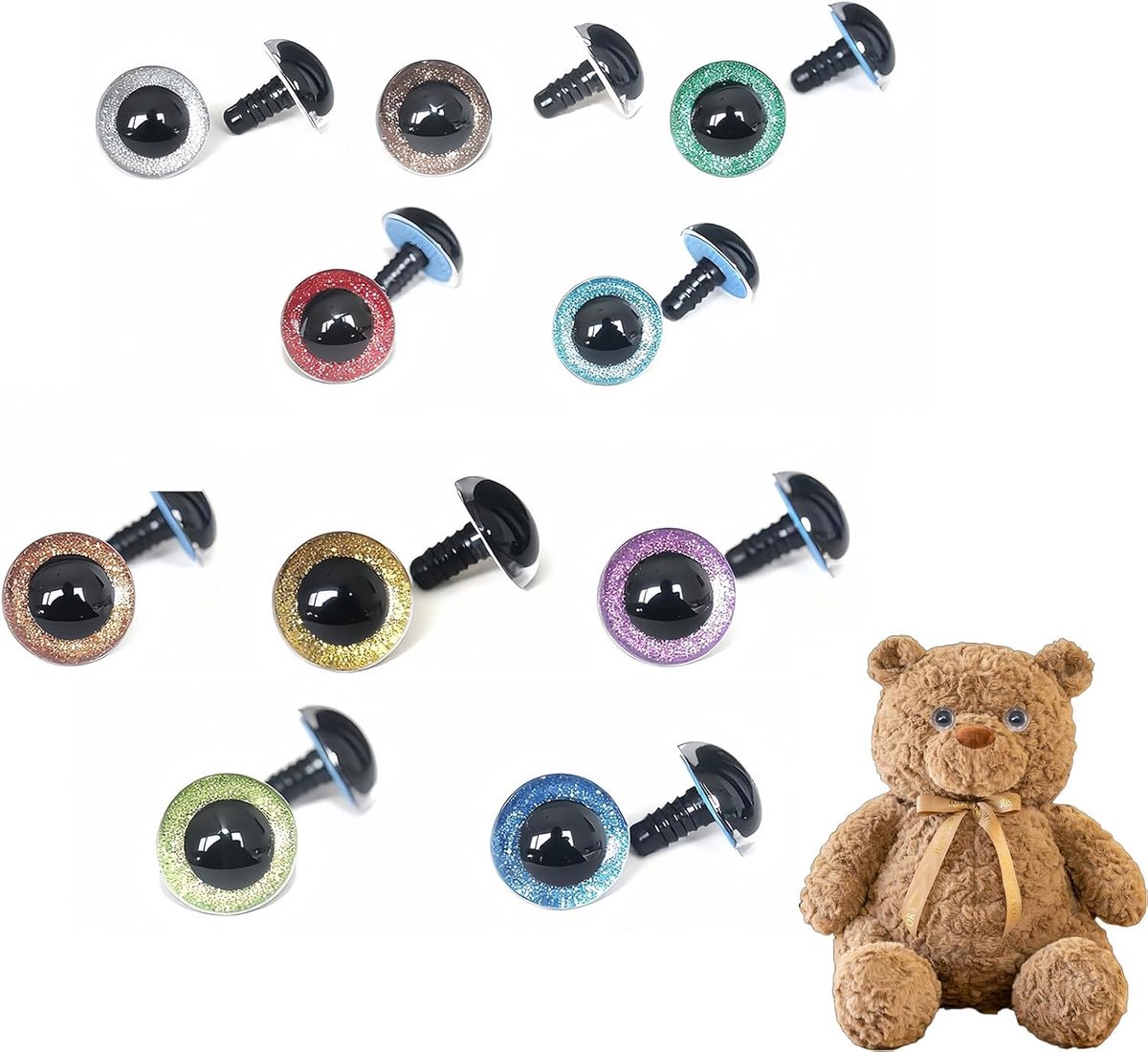 Ogen voor Haken - Met Sluitringen, Verkrijgbaar in 12-16 mm, Perfect voor Amigurumi en Handwerkdecoraties