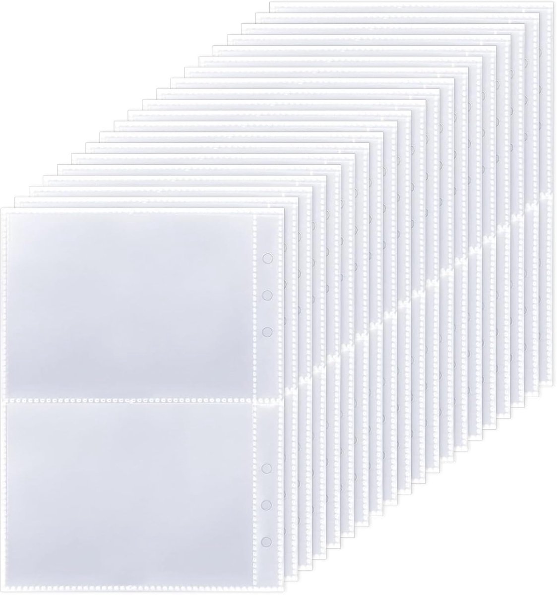 30 stuks A5 fotohoesjes, 4-voudige transparante hoezen mat voor verzamelalbums, fotokaartbinder, inzetstuk voor foto's, kaarten, ansichtkaarten, met 6 ringen compatibel (13,4 x 9,3 cm)