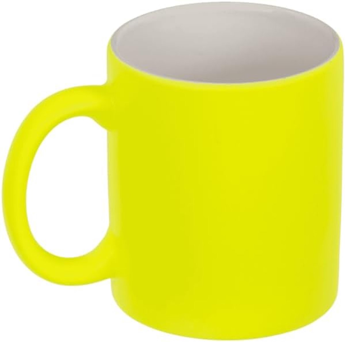 koffiemok, aardewerk, neonkleuren, 350 ml, magnetron- en vaatwasmachinebestendig, 12 x 8,2 x 10 cm, oranje, geel, groen, fuchsia (neongeel)
