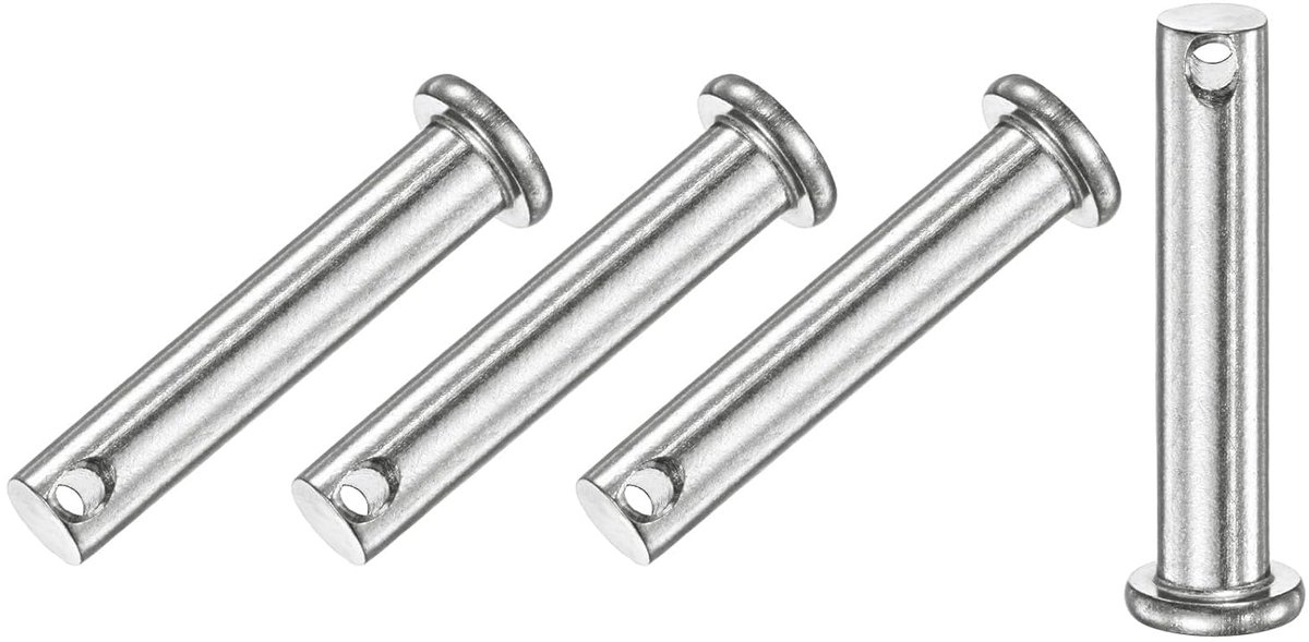 METERXITY Set van 4 vorkpennen met enkel gat, M8 x 45 mm, platte kopvorkpennen van roestvrij staal 304, herbruikbaar verbindingsscharnier