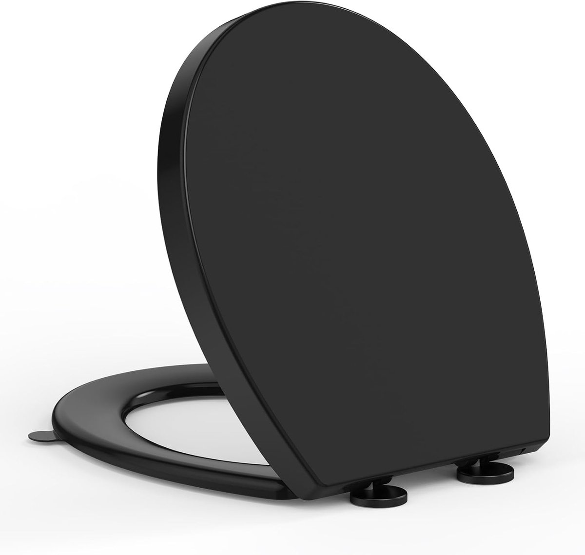 PRO WC-bril met Softclose, Toiletdeksel met Snelsluiting en Verstelbare Scharnieren, UV-bestendige toilet seat/Toiletbril, 44,6 * 37,2CM,Zwart