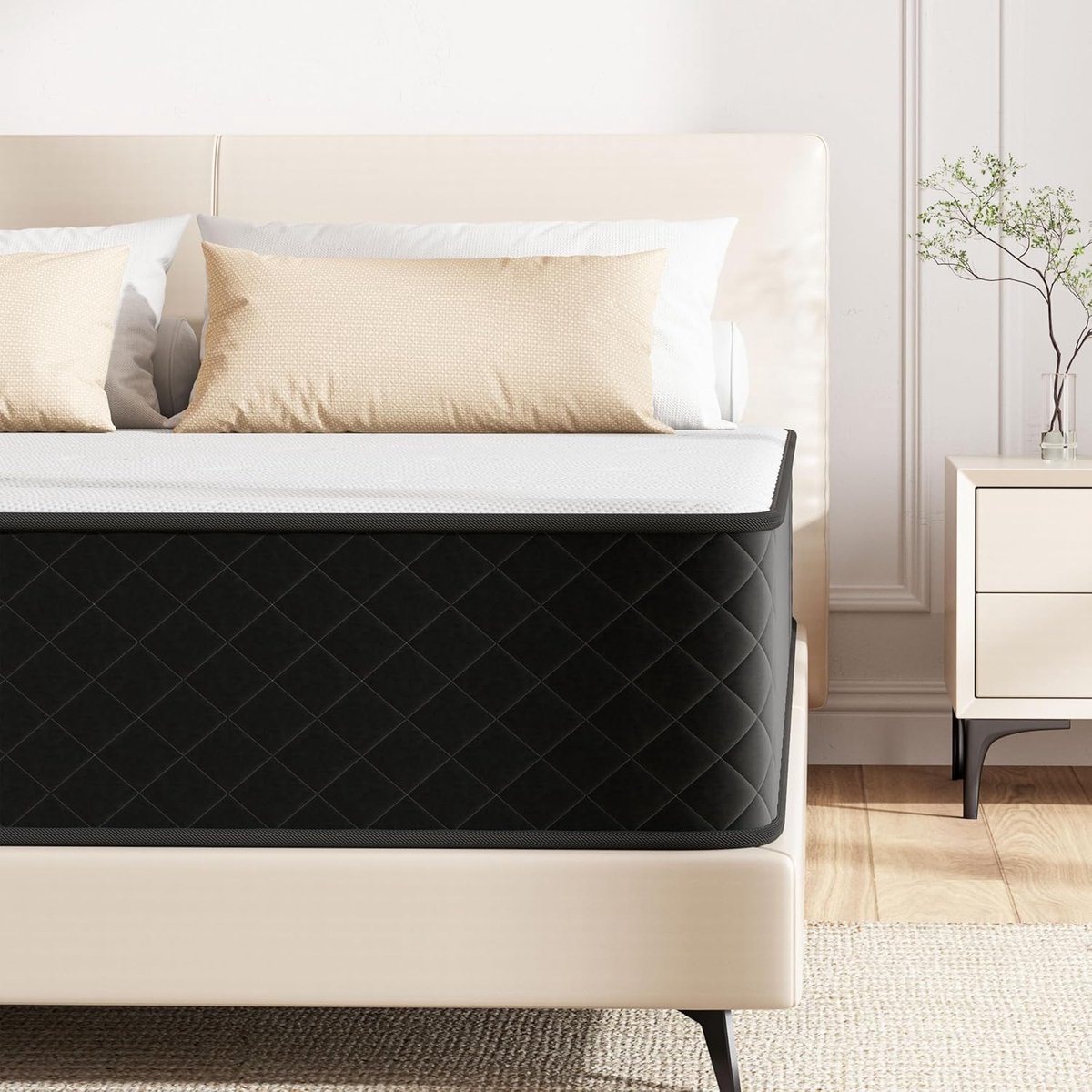 Matras 90x200 cm 7-Zone Hardheidsgraad H4 Hoogte/Öko-Tex Gecertificeerd, 25cm Zakverenmatras met Memory Foam, 90x200x25cm