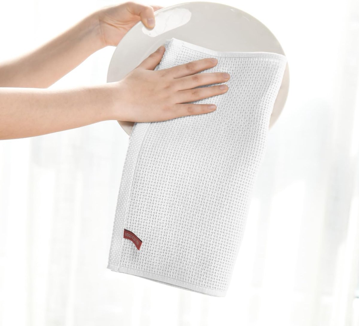 Mode Witte 100% Katoen Zachte Keuken Reinigingsdoeken 34 x 34 cm, Pack van 4 Schotel Doeken Handdoeken Absorberend Wasbaar voor Afwassen