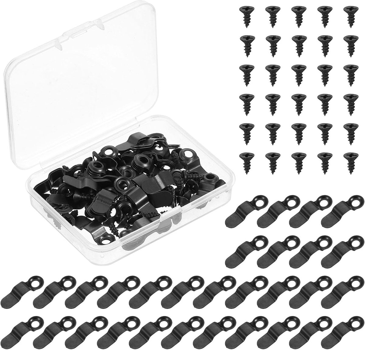 50 stuks draaiknoppen voor lijsten, bevestigingen voor achterkant fotolijst met 50 schroeven clip voor frame hardware voor het ophangen van foto's, affiches, zwart