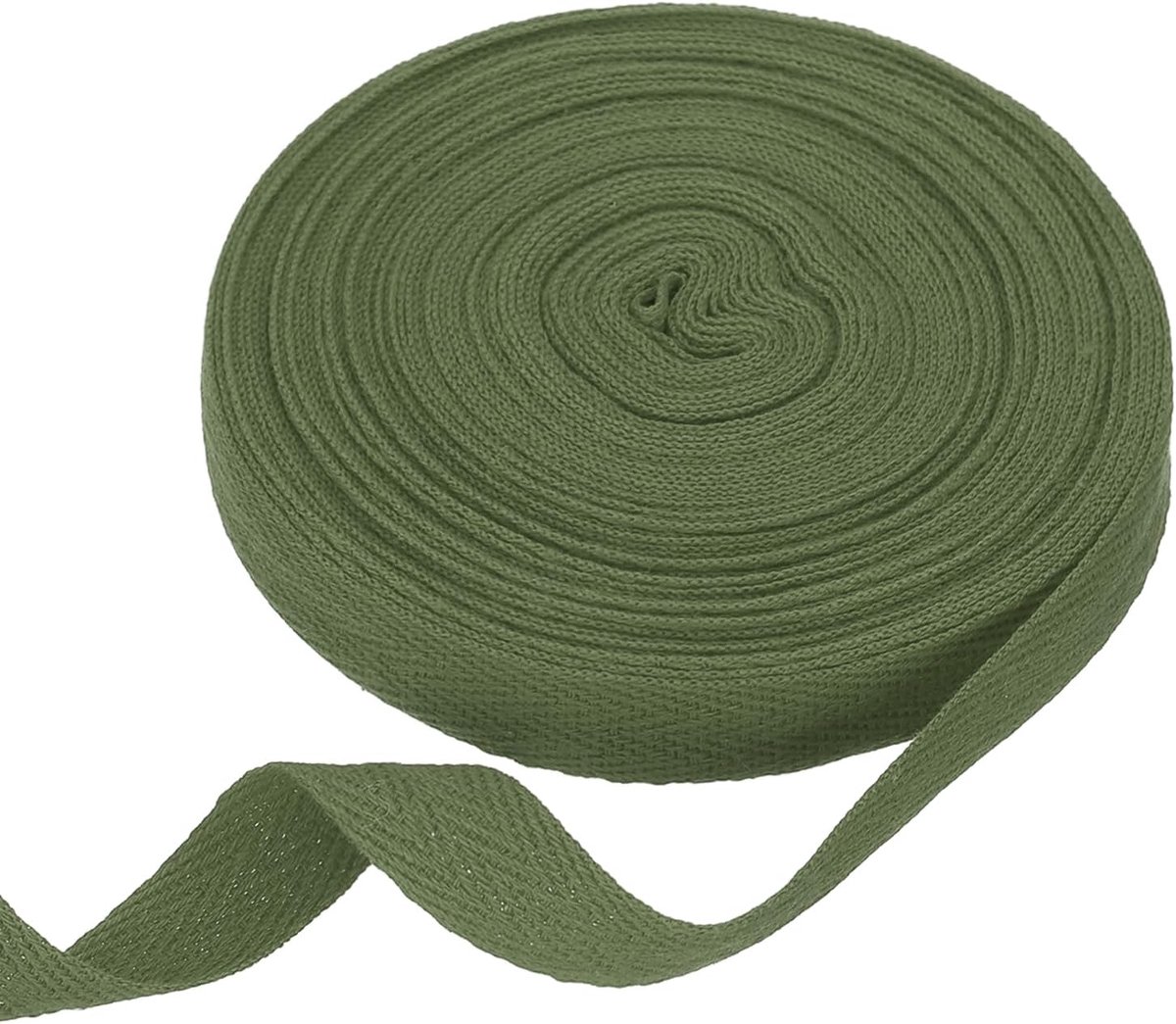 Katoenen keperband 5/8 inch 11 yard visgraat weefselband rol schuine band voor doe-het-zelf knutselen naaien geschenkverpakking olijfgroen