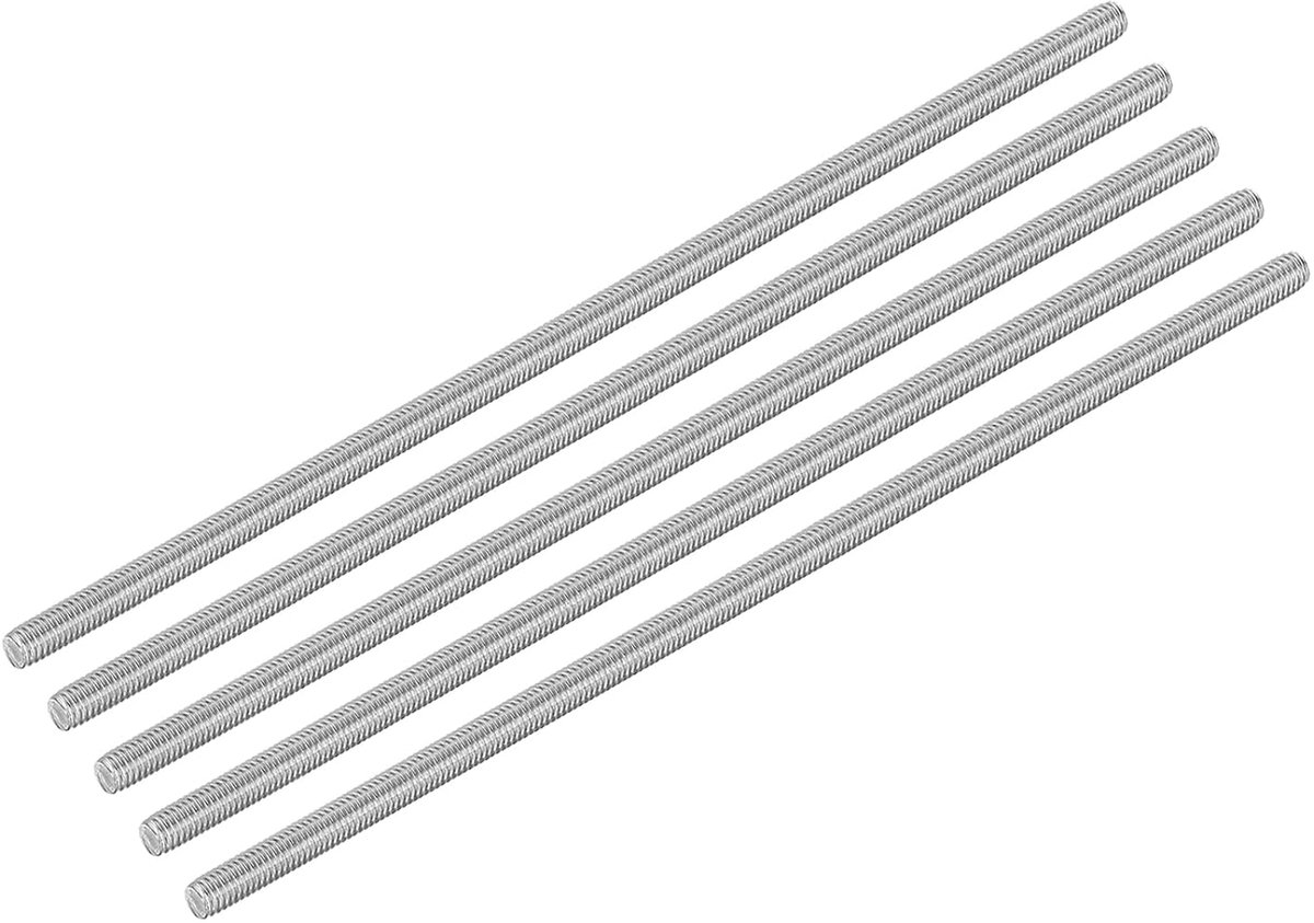 15 stuks M6 x 200 mm volledige schroefdraad stang 304 roestvrij staal rechtse schroefdraad staafpennen voor ankerbouten, klemmen, haken en U-bouten, 1 schroefdraadhelling