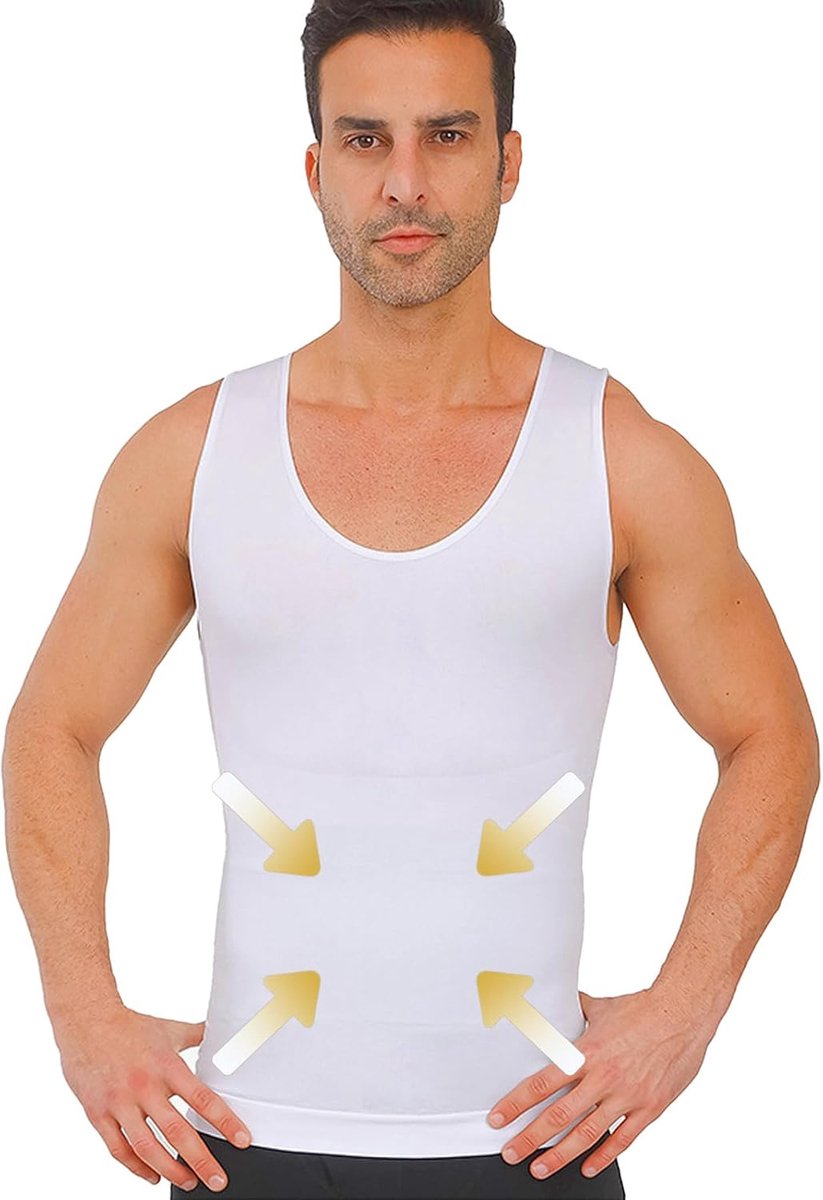 Compressievest voor heren - buikcontrole basislaag onderhemd | elastische afslankende tailletrainer | Shapewear voor heren (compressievest voor training en training)