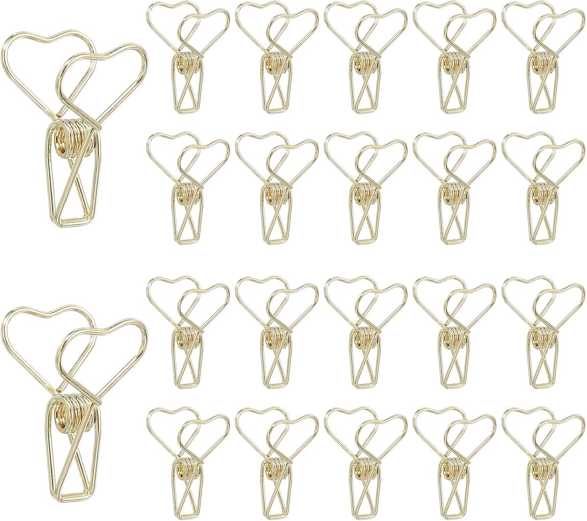 30 stuks papieren kantoorbindmiddelklemmen, 3 cm kleine metalen draad, uitgeholde papierklemmen, hartontwerp, lange staart bindmiddel clips voor fotokleding, opknoping kantoor thuis