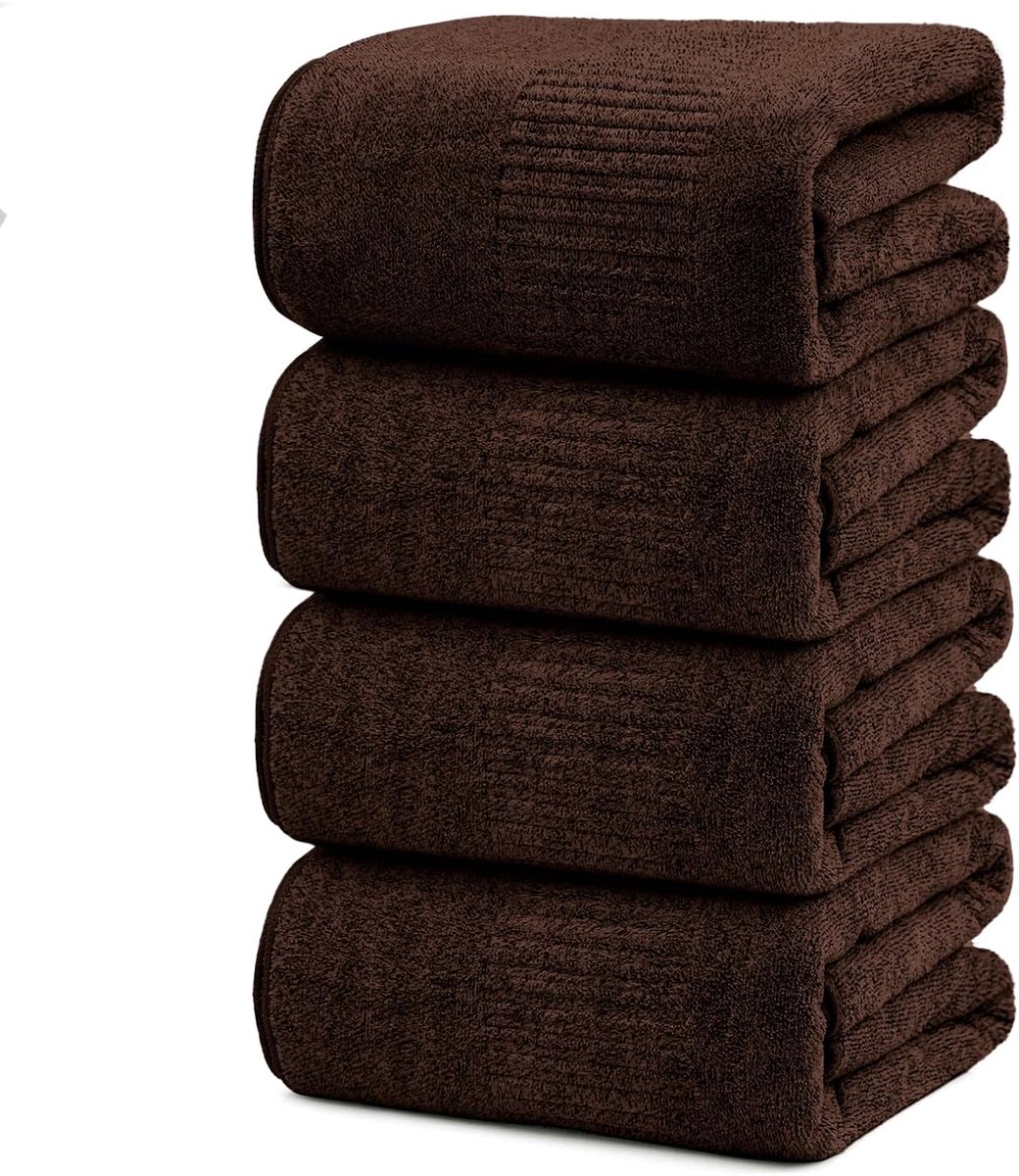 Set van 4 badhanddoeken, 88,9 x 160 cm, van bamboe, microvezel, hoge absorptie, sneldrogend, zacht en groot, XXL, 350 g/m², geschikt voor volwassenen, veelzijdig gebruik in de badkamer